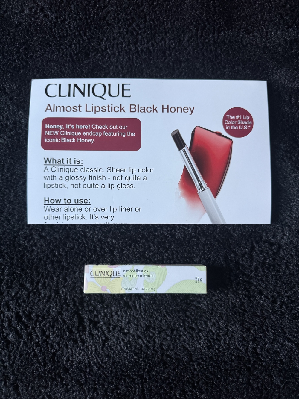 Clinique Almost Lipstick Black Honey - Deep Brown-Black Shade .06 Oz. 1.9g. New!